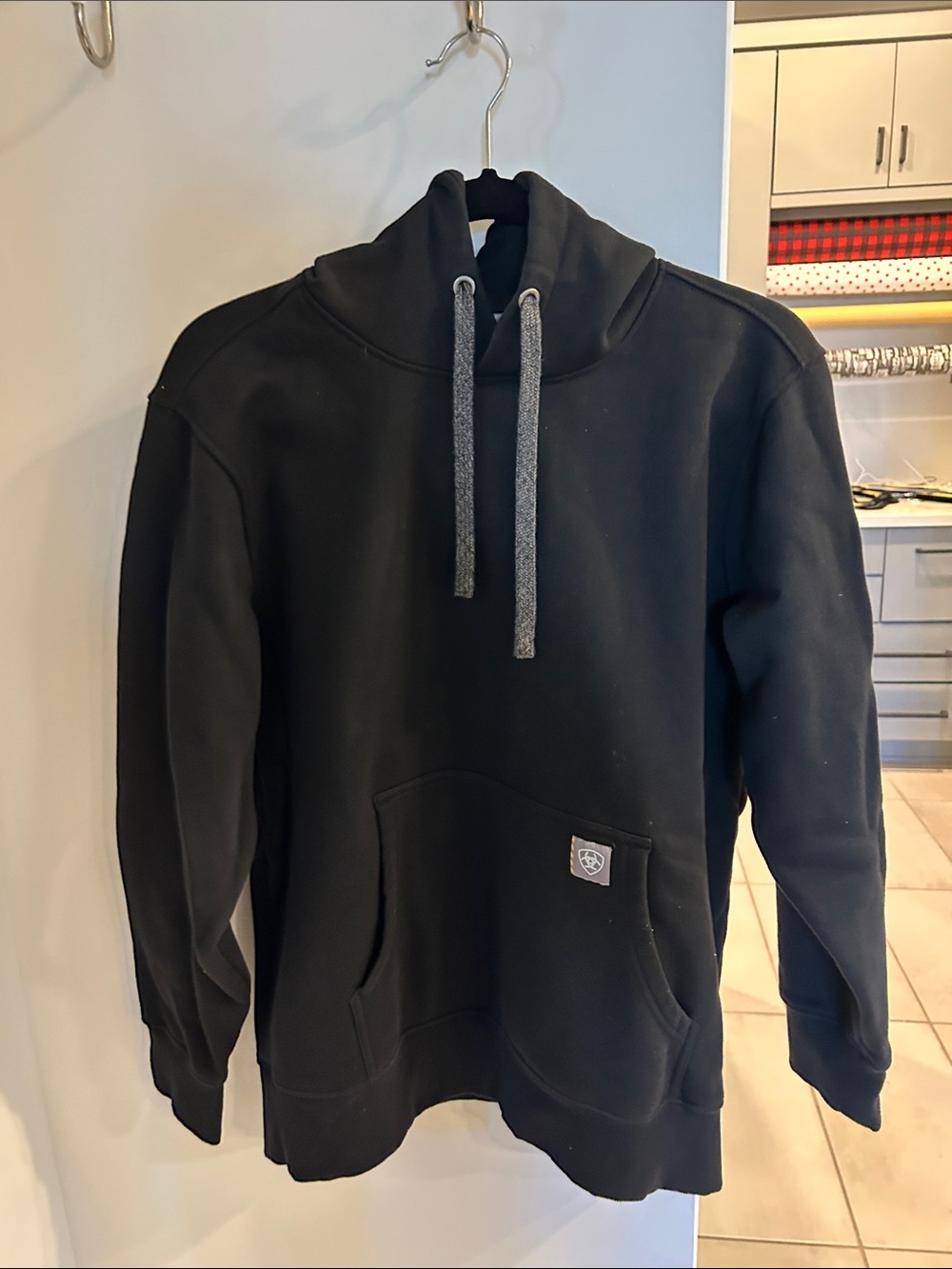 Ariat Black Pullover Hoodie with Gray Drawstrings